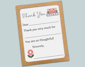 Kids Fill-In Thank You Notes – Birthday Holiday Cards, Set of 12