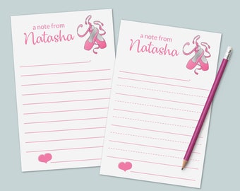 Personalized Lined Letter Writing Paper for Kids | Ballerina Stationery Set for Kids | Ballet Lined Letter Template | Pink Ballerina