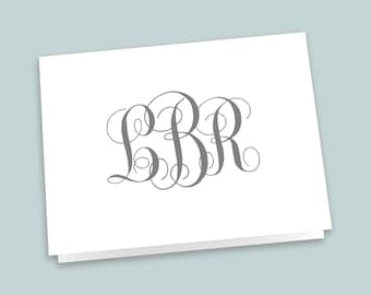 Personalized Folded Note Cards | Interlocking Monogram Custom Stationery | Classic Monogram Thank You Notes