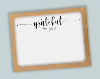 Grateful For You Flat Note Cards, Thank You Stationery Set (12 Note Cards with Envelopes)