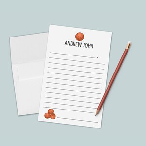 Personalized Lined Letter Writing Paper for Kids | Basketball Custom Stationery Set | Basketball Sports Lined Letter Template for Kids