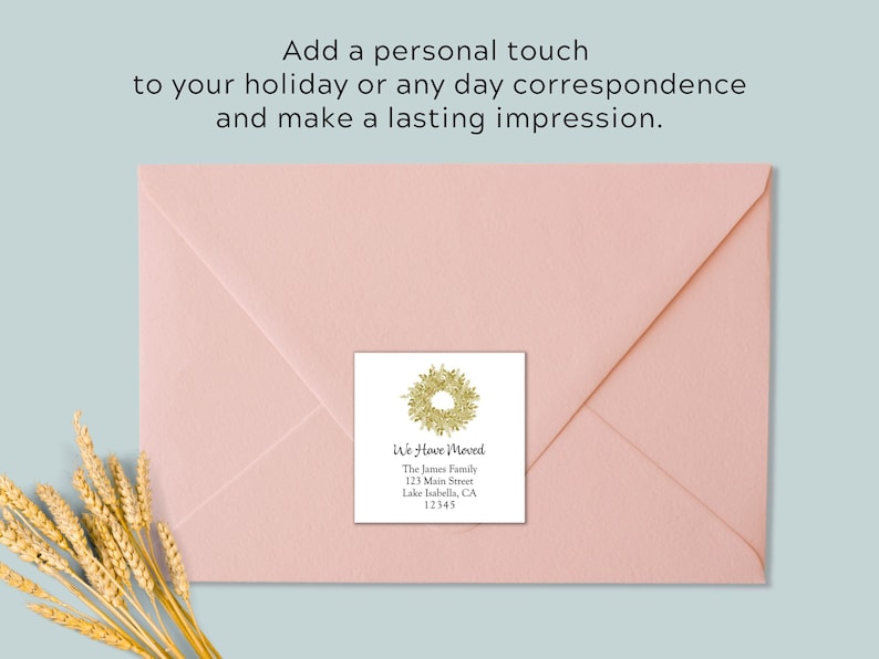 Personalized New Address Sticker: Rustic Wreath Moving Announcement image 2