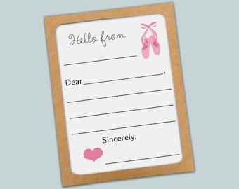 Kids Ballet Note Cards: Pink Shoes Stationery Set (12 Cards w/ Envelopes)