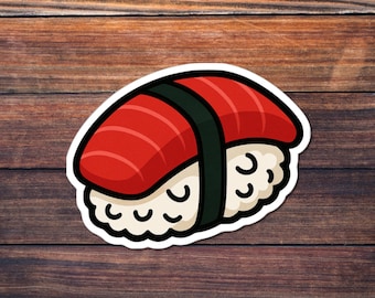 Sticker sushi thon mignon, sticker vinyle kawaii Maguro Nigiri, sticker pour ordinateur portable cuisine japonaise, esthétique sushi, sticker sushi planificateur amusant