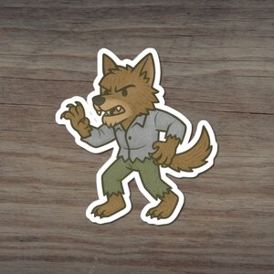 Werewolf Sticker, Furry Monster Halloween Illustration, Spooky Vinyl Decal for Laptops, Water Bottles, Journals