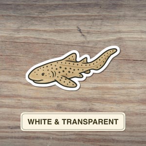 Zebra Shark Sticker, Spotted Reef Shark Vinyl Decal, Tropical Ocean Marine Art, Cute Shark Illustration, Coastal Beach Lover