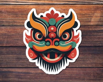Lion Dance Sticker | Colorful Vinyl Decal, Chinese New Year Decoration, Cute Animal Stickers for Kids & Adults, Fun Gift Idea
