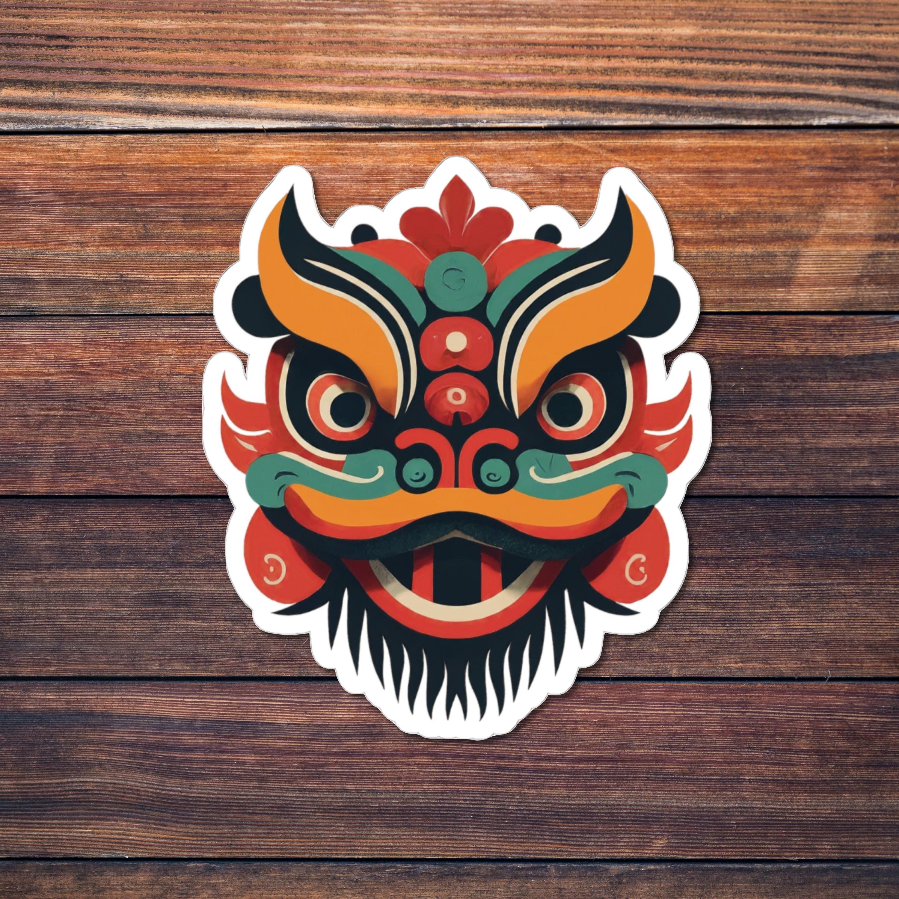 Lion Dance Sticker, Chinese Folk Art Kiss-cut Decal, CNY