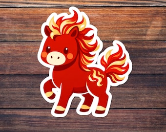 Cute Fire Horse Zodiac Sticker, Kawaii Lunar New Year Horse, Adorable Horse Decal