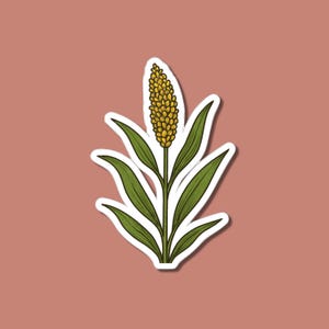 Adesivo miglio, adesivo per piante di grano, vinile per colture botaniche, arte naturalistica della fattoria, regalo agricolo, adesivo impermeabile per auto con laptop
