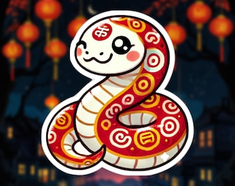 Lunar Zodiac Snake Sticker, Chinese New Year Decal, Lunar New Year Gift, Year of the Snake Sticker Sheet, Chinese Zodiac Lunar Sticker