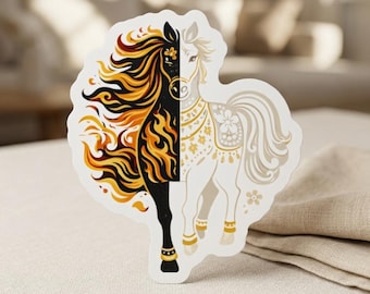 Dual Nature Horse Magnet, Shadow Light Equine Folk Art, Yin Yang Fridge Decor, Year of Horse Gift