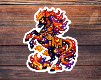 Cosmic Fire Horse Sticker, Lunar New Year Horse, Zodiac Galaxy Horse Art