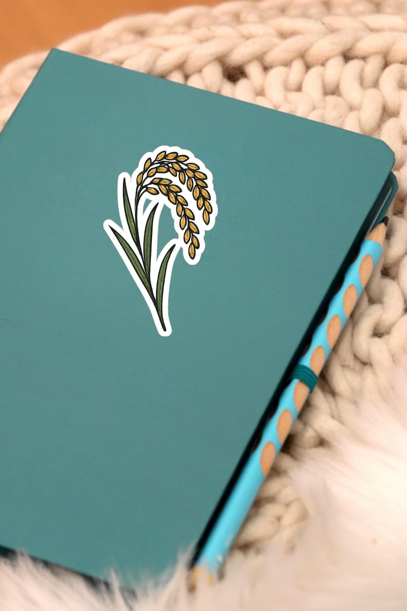 Rice Plant Sticker, Grain Crop Decal, Botanical Field Plant Vinyl ...