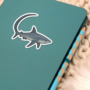 Thresher Shark Sticker, Ocean Predator Kiss-Cut Decal, Marine Wildlife Art, Deep Sea Creature image 2