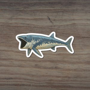 Leedsichthys Sticker, Cute Prehistoric Giant Fish Illustration, Fossil Ocean Animal Vinyl Decal for Laptops, Water Bottles, Journals