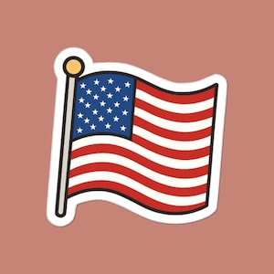 Waving American Flag Sticker | Patriotic USA Vinyl Decal, 4th of July Celebration Art, Red White Blue Flag Gift, Independence Day Decor
