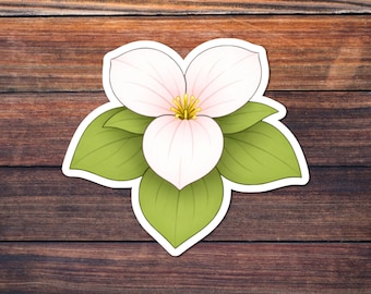 Trillium Flower Sticker, Minimal Spring Wildflower Decal, Simple Botanical Vinyl for Planner, Laptop, Nature Gift