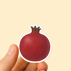 Adesivo Melograno, Adesivo in vinile con frutto rosso succoso, Arte botanica dei semi, Adesivo superfood autunnale, Regalo spuntino sano