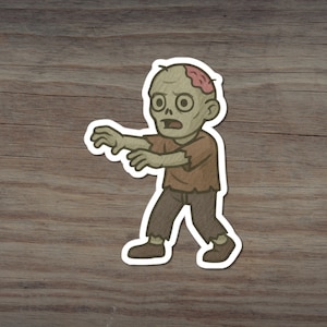 Zombie Sticker, Funny Undead Halloween Character Illustration, Creepy Vinyl Decal for Laptops, Water Bottles, Journals