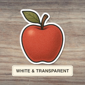 Apple Sticker, Red Fruit Harvest Illustration, Kitchen Farmers Market Vinyl Decal for Laptops, Water Bottles, Scrapbooks