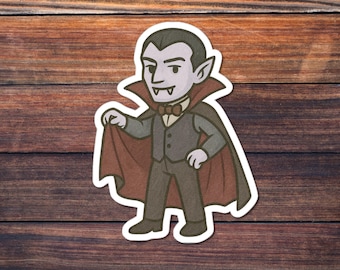 Pegatina de vampiro, linda ilustración de Drácula para Halloween, calcomanía de vinilo de monstruo espeluznante para computadoras portátiles, botellas de agua, cuadernos.