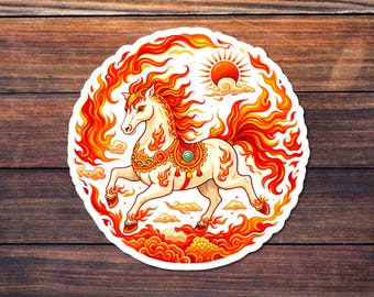 Fire Horse Lunar New Year Sticker, Chinese Zodiac Horse, Year Of The Horse Celebration Art