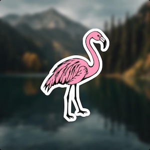 Flamingo Sticker, Tropical Bird Decal, Cute Pink Flamingo Vinyl Sticker, Waterproof Aesthetic Sticker, Wildlife Laptop & Water Bottle Decor