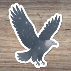Cosmic Adler Konstellation Aufkleber | Majestätischer Weißkopfseeadler-Sternkarten-Abziehbild, himmlische USA-Kunst, Nachthimmel-Freiheitsästhetik