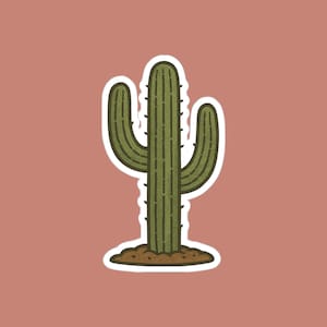 Saguaro Cactus Sticker, Desert Giant Plant Decal, Southwestern Nature Vinyl, Botanical Art, Waterproof Laptop Car Sticker