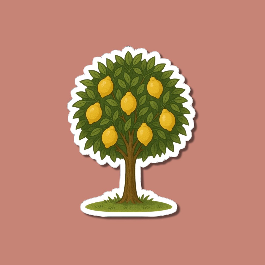 Lemon Tree Sticker, Citrus Fruit Tree Decal, Botanical Garden Vinyl ...