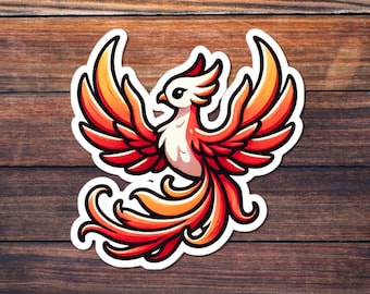 Phoenix Sticker, Mythical Bird Decal, Firebird Fantasy Art, Magical Creature Gift, Laptop Water Bottle Vinyl Sticker