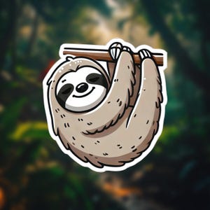 Sloth Stickers - Cute Lazy Animal Lover Gift, Funny Cartoon Decals, Adorable Dorm Decor, Unique Wildlife Scrapbook Sticker Pack,