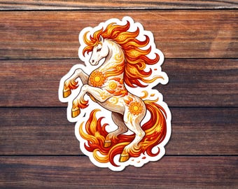 Solar Crest Horse Lunar New Year Sticker, Sun Symbol Zodiac Horse, Year Of The Horse Art