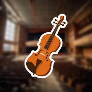 Violin Sticker, Musical Instrument Decal, Waterproof Vinyl Violin Sticker, Music Lover Gift, Orchestra Aesthetic Laptop & Water Bottle Decor