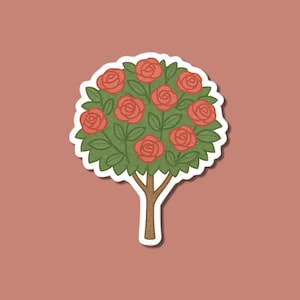 Rose Bush Sticker, Garden Flower Shrub Decal, Botanical Bloom Vinyl, Nature Lover Art, Floral Gift, Waterproof Laptop Car Sticker