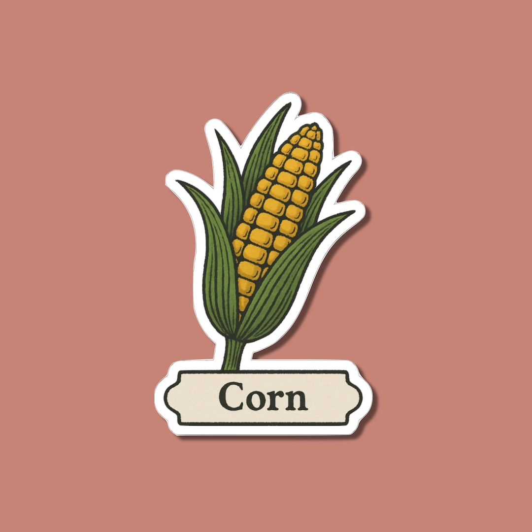 White Maize Sticker Corn Sticker, Maize Plant Decal, Farm Crop Vinyl, Botanical Nature Art ...