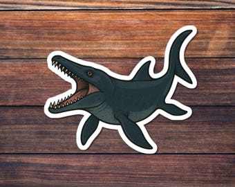 Mosasaurus Sticker, Prehistoric Sea Monster Vinyl Decal, Dinosaur Era Ocean Predator, Marine Reptile Art, Watercolor Mosasaur Sticker
