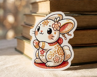 Lunar Bunny Magnet, Celestial Rabbit Zodiac Fridge Decor, Cute Astrology Animal Art, Moon Bunny Gift