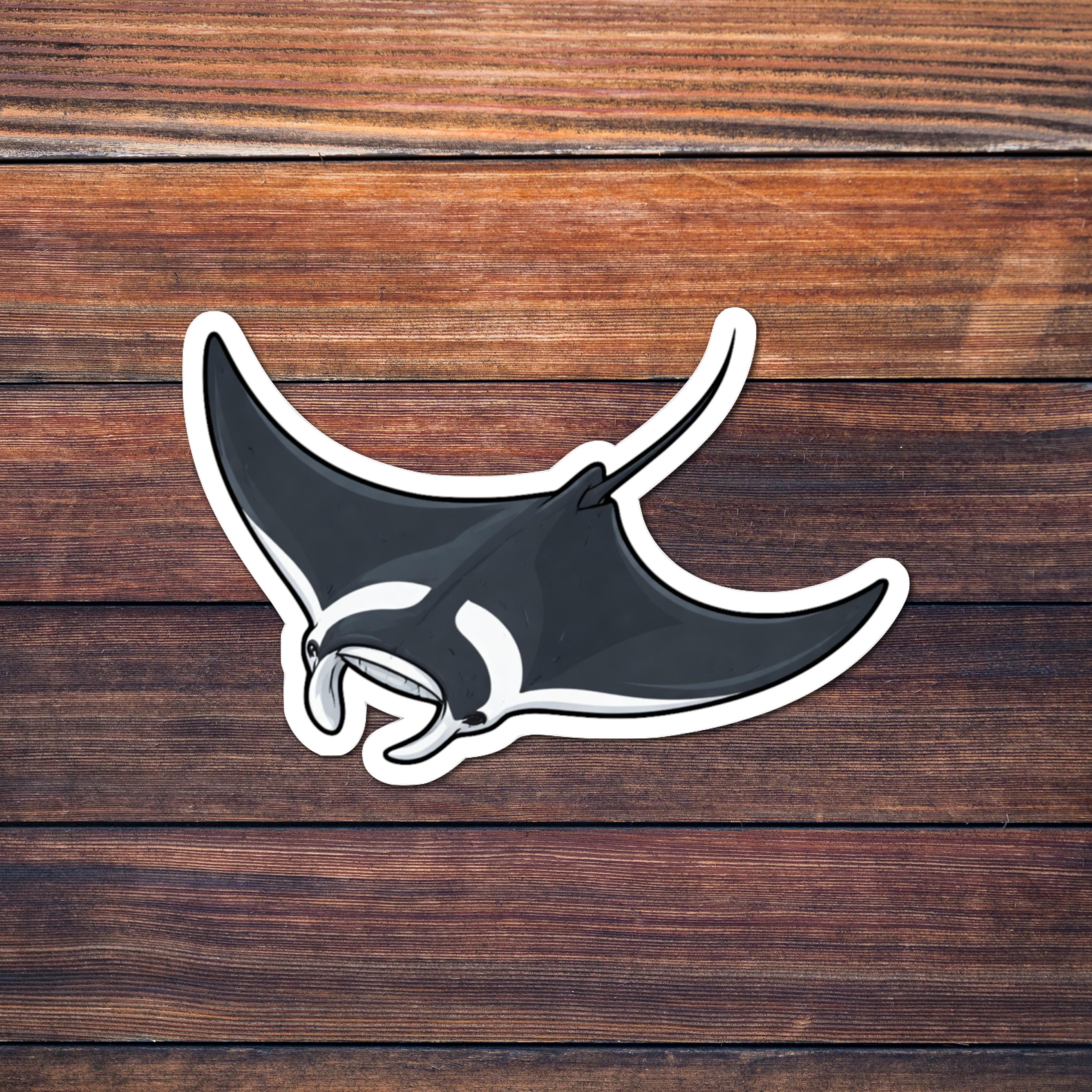 Manta Ray Sticker, Ocean Animal Decal, Marine Life Art, Sea Creature ...