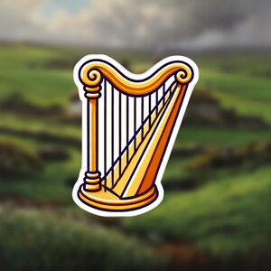 Harp Stickers - Musical Instrument Design, Music Lover Gift, Planner Stickers, Scrapbook Decoration, Laptop Decal