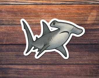 Hammerhead Shark Sticker, Iconic Ocean Predator Kiss-Cut Decal, Marine Wildlife Art, Sea Gift