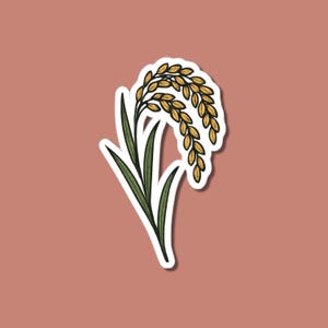 Adesivo per pianta di riso, adesivo per colture di cereali, vinile con piante botaniche, arte naturalistica agricola, regalo per amanti del cibo, adesivo impermeabile per auto con laptop