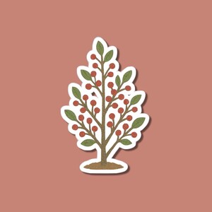 Sticker winterbes, sticker feestelijke bessenplant, vakantieheester vinyl, botanische kunst, seizoensgebonden natuurcadeau, waterdichte laptop autosticker