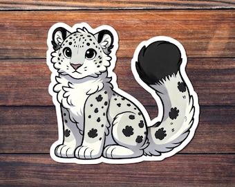 Snow Leopard Stickers, Animal Print Decals, Wildlife Sticker Pack, Nature Lover Gift, Laptop Decal, Water Bottle Sticker