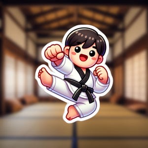 Karatestickers - Martial Arts-sticker, zelfverdedigingssticker, black belt cadeau, sportlaptopsticker, zelfklevend etiket waterfles
