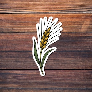 Pegatina de cebada, calcomanía de planta de grano, vinilo de cultivo botánico, arte natural agrícola, regalo para amantes de la granja, pegatina impermeable para portátil y coche.