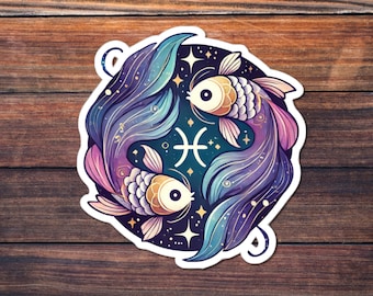 Pisces Zodiac Stickers - Astrology Decals, Water Bottle Sticker, Laptop Decal, Horoscope Gift, Planner Accessories