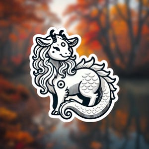 Qilin Stickers - Mystical Creature Decal, Chinese Mythology Art, Laptop Decal, Water Bottle Sticker, Sacred Animal Decor