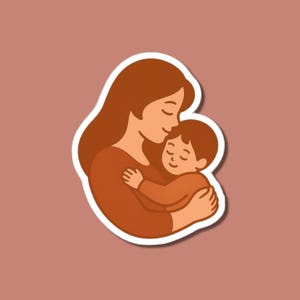 Pegatina de madre e hijo, calcomanía de familia amorosa, vinilo conmovedor para mamá y bebé, arte de maternidad, pegatina impermeable para portátil y coche.